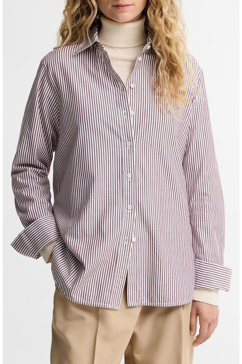 May Striped Cotton Blend Shirt, Main, color, CRANBERRY/ FIG