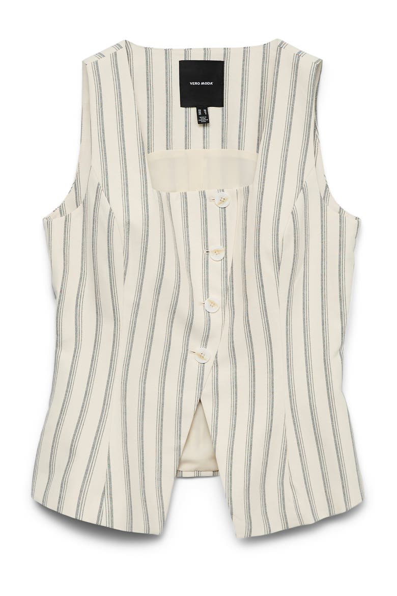 Miona Stripe Waistcoat, Alternate, color, SNOW WHITE STRIPES W