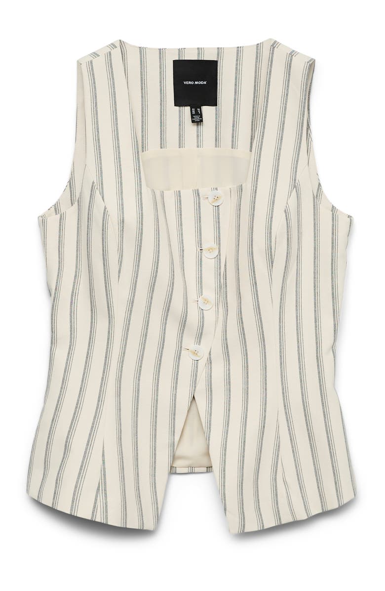 VERO MODA Miona Stripe Waistcoat, Alternate, color, Snow White Stripes W