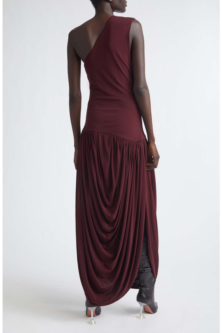 Mila One-Shoulder Jersey Dress, Alternate, color, MERLOT