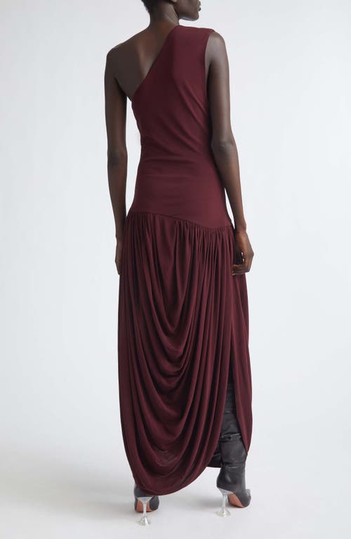 Brandon Maxwell Mila Draped One-shoulder Maxi Dress In Burgundy