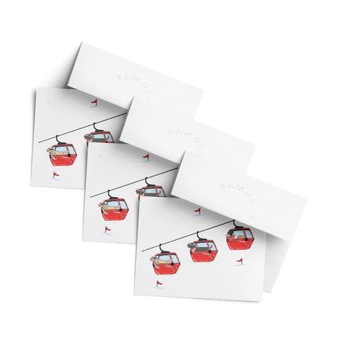 Ski Dogs Gondolas Winter/Holiday/Christmas Greeting Card Pack Sets (3 ct)