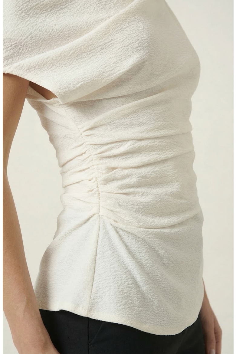 Asymmetric One Shoulder Draped Top, Alternate, color, Off White