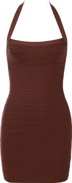 HOUSE OF CB The Silhouette Halter Neck Bandage Minidress