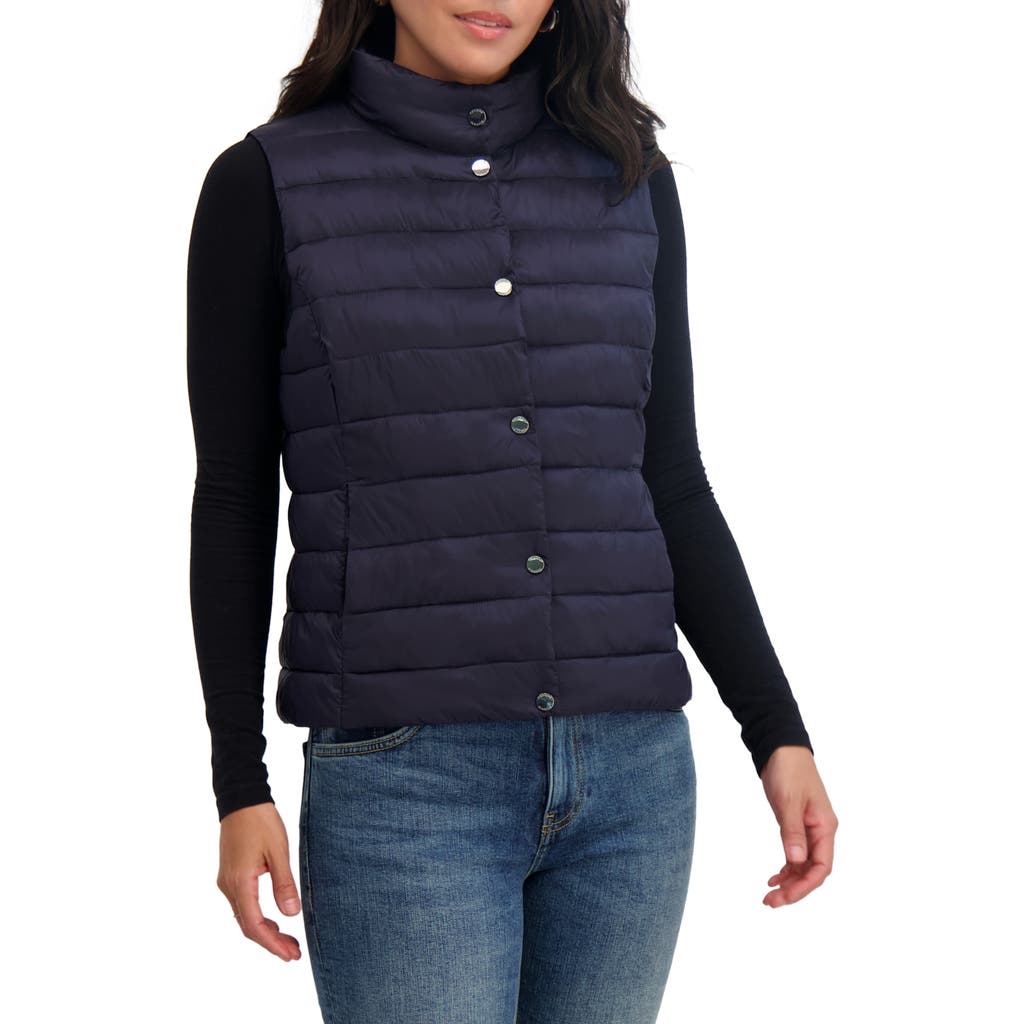 Tahari Billy Quilted Puffer Vest In Purple