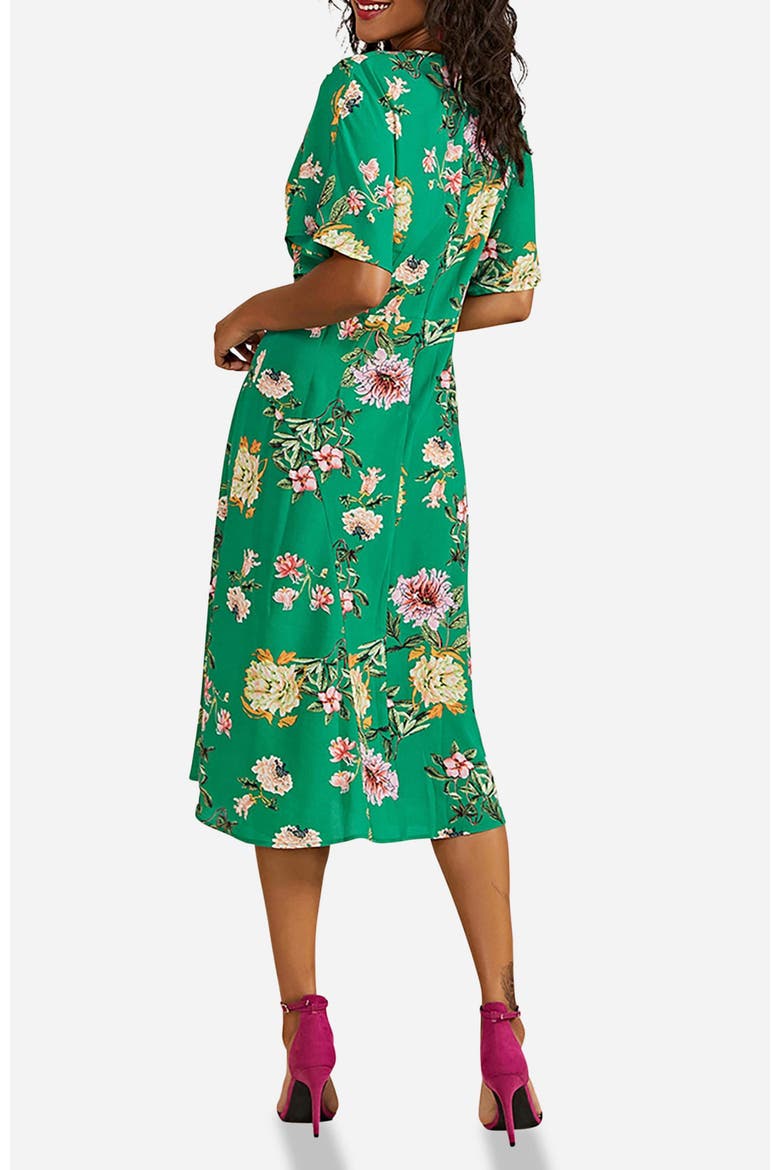 Floral Kimono-Inspired Midi Dress, Alternate, color, Green
