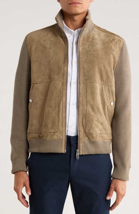 Maparo Goatskin Suede & Cotton Blend Knit Jacket