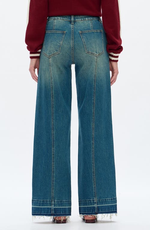 Bayeas Jermy Seamed High Waist Raw Hem Wide Leg Jeans In Blue