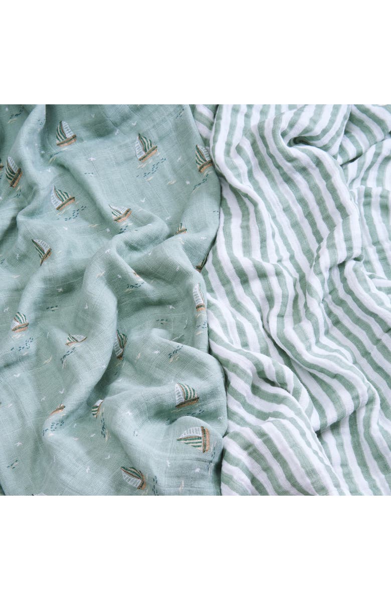 aden + anais 2-Pack 100% Organic Cotton Muslin Swaddles, Alternate, color, Sailing Seas
