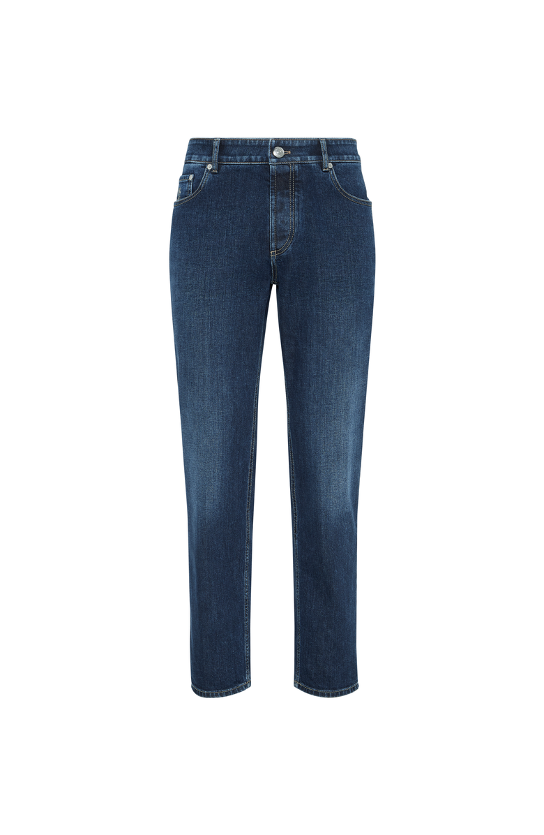 Brunello Cucinelli Traditional fit five-pocket trousers, Main, color, Dark Denim