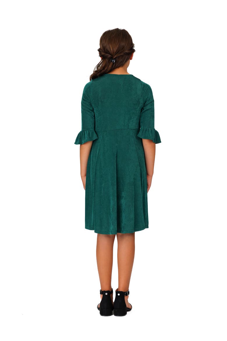 Elbow Length Sleeve Fit and Flare Party Dress, Alternate, color, Hunter