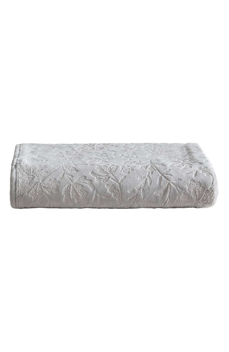 Eddie Bauer Woodblock Floral Fleece Throw, Main, color, Grey