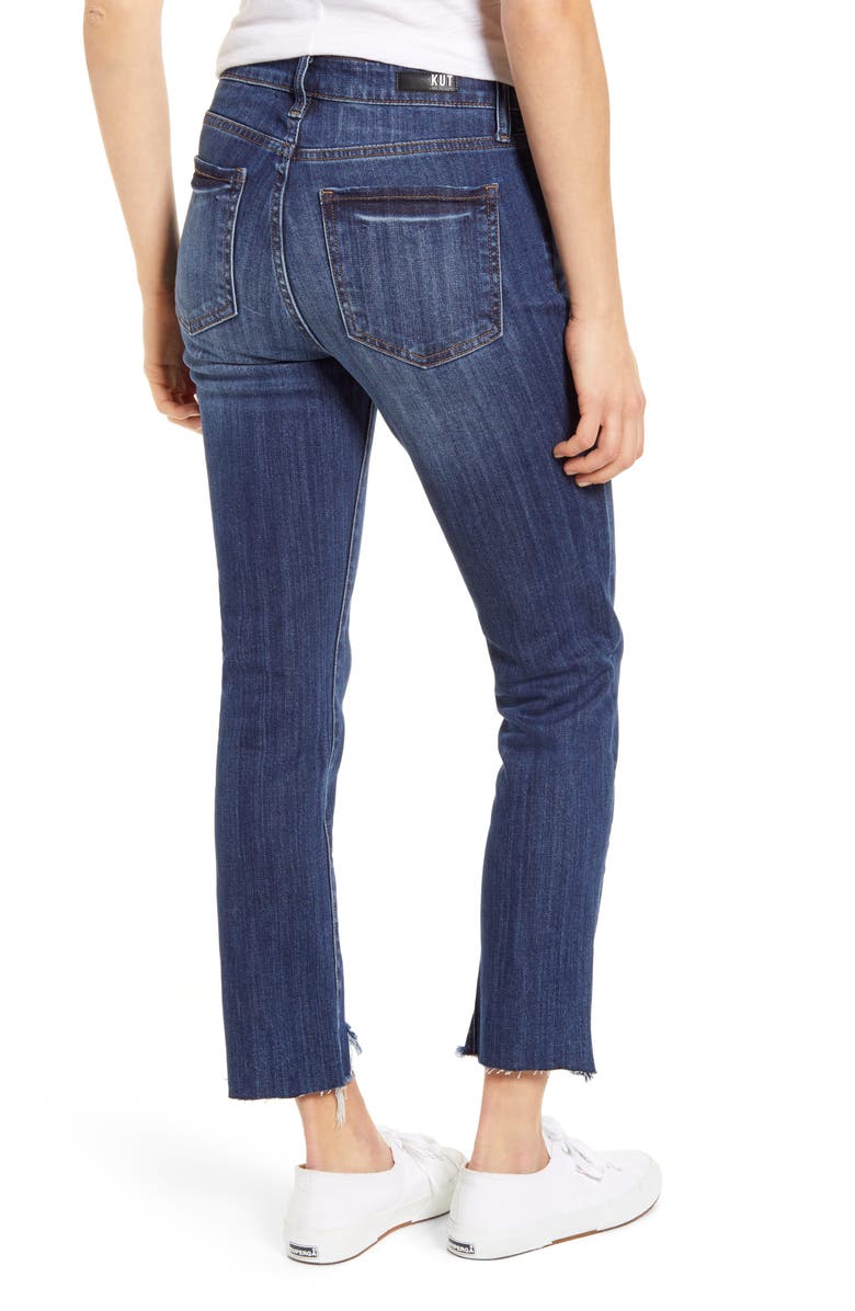 KUT from the Kloth Reese High Waist Frayed Step Hem Ankle Straight Leg Jeans, Alternate, color,