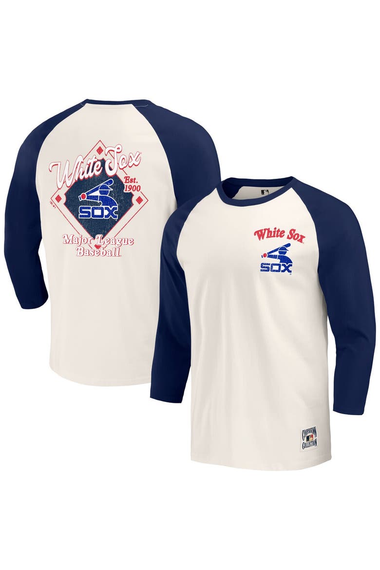 Men's Darius Rucker Collection by Fanatics Navy/White Chicago White Sox Cooperstown Collection Raglan 3/4-Sleeve T-Shirt, Main, color, Navy