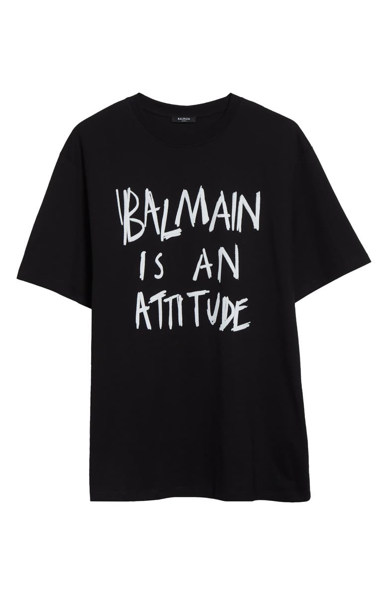 Balmain Attitude Graphic T-Shirt, Main, color, Eab Blk/ White