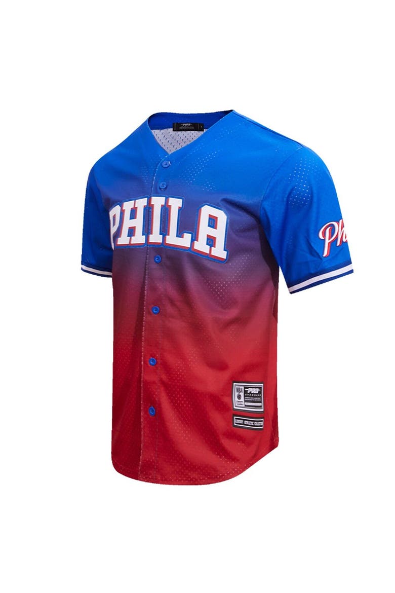 Men's Pro Standard  Royal/Red Philadelphia 76ers Ombre Mesh Button-Up Shirt, Alternate, color, Royal