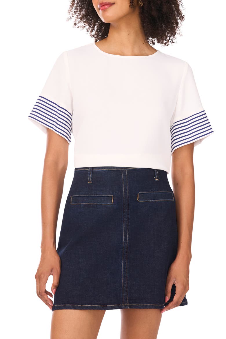 Stripe Sleeve Top, Main, color, NEW IVORY