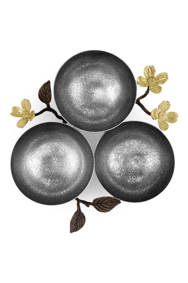 Dogwood Set of 3 Serving Bowls, Alternate, color, SILVER/ GOLD