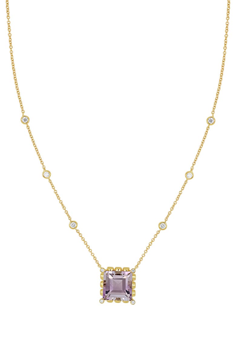 18k Gold Amethyst & Diamond Pendant Necklace, Main, color, 18K YELLOW GOLD