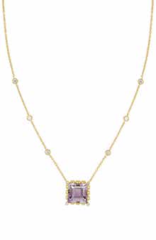 18k Gold Amethyst & Diamond Pendant Necklace