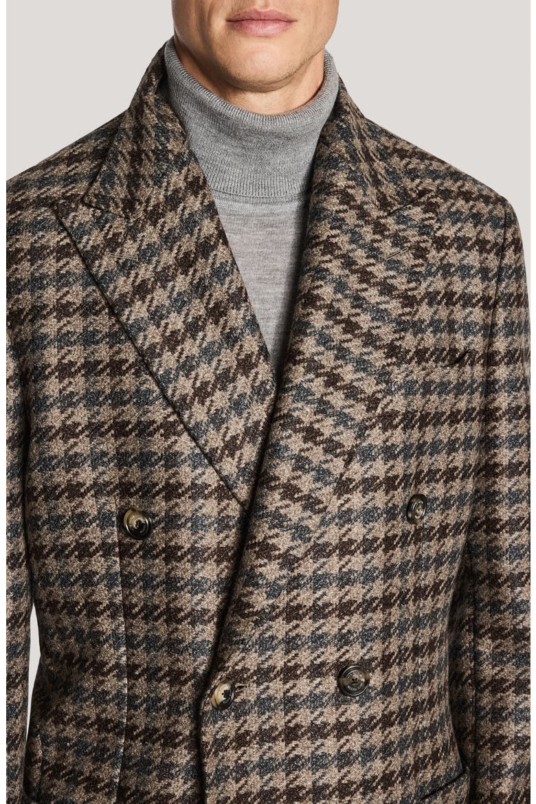 Titan Houndstooth Wool & Cashmere Harvard Overcoat, Alternate, color, BROWN
