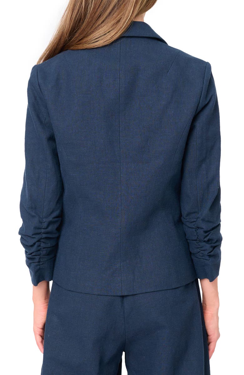GIBSONLOOK Ruched Sleeve Linen Blend Blazer, Alternate, color, 
