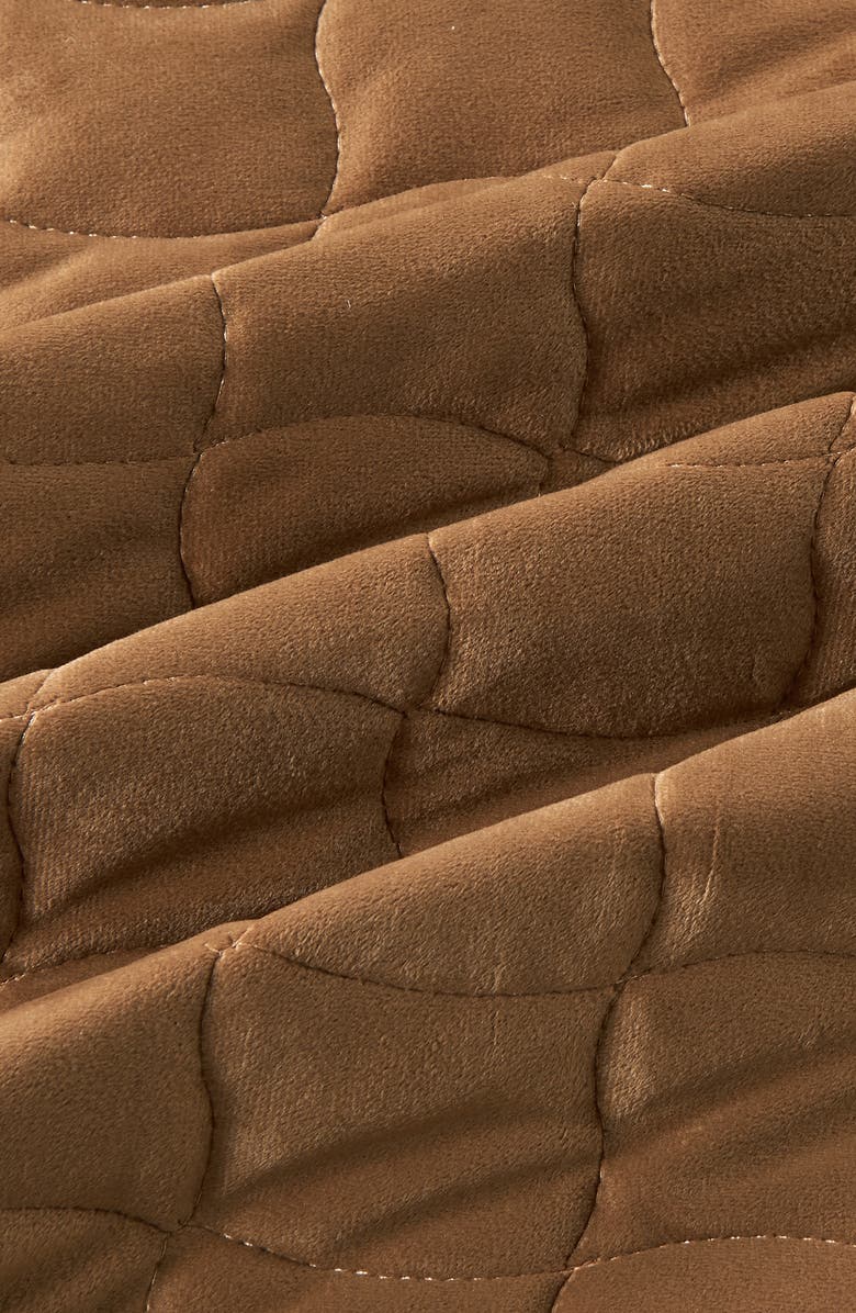 Woven & Weft Velvet Box Stitch Quilt Set, Alternate, color, Cognac