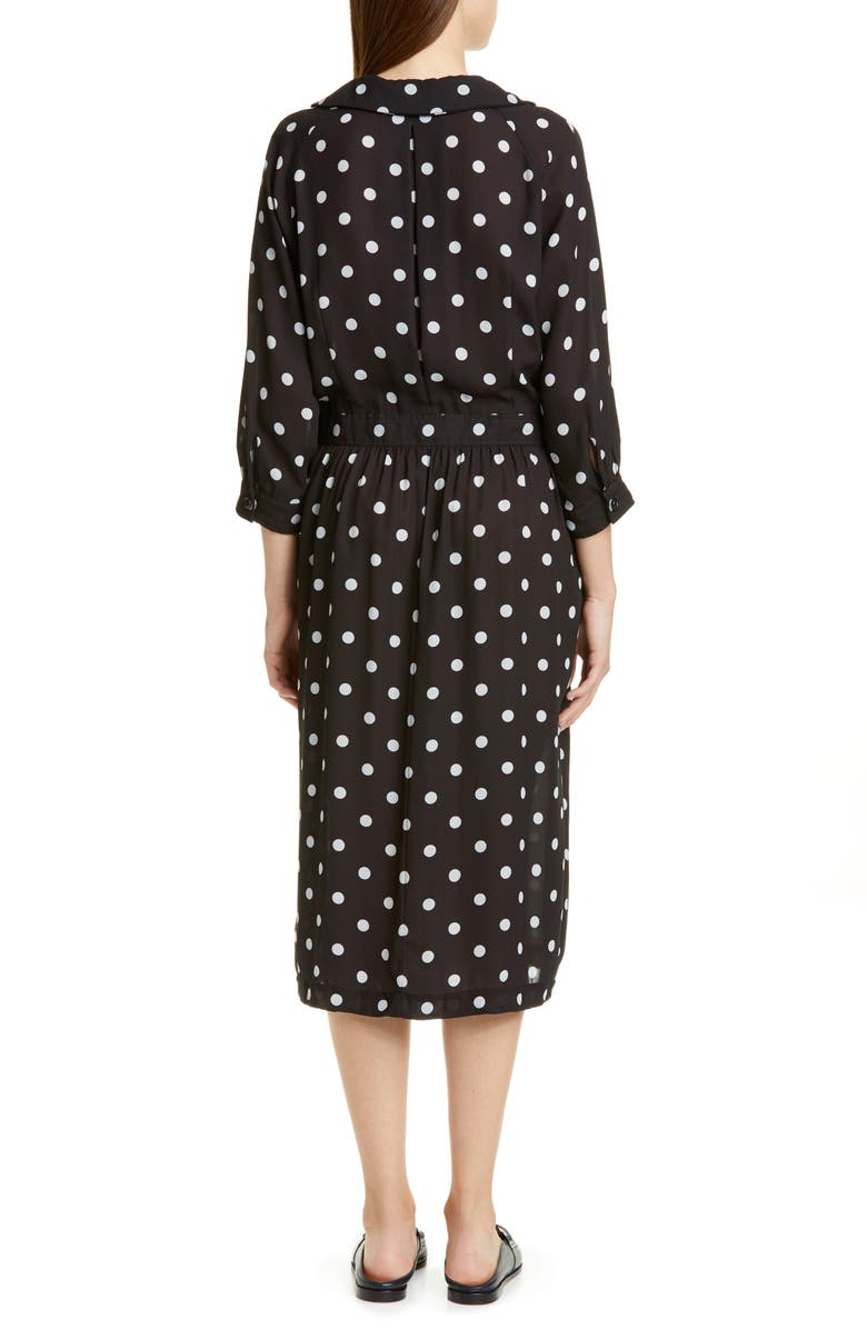 Comme des Garçons Polka Dot Georgette Button Front Dress, Alternate, color, Black