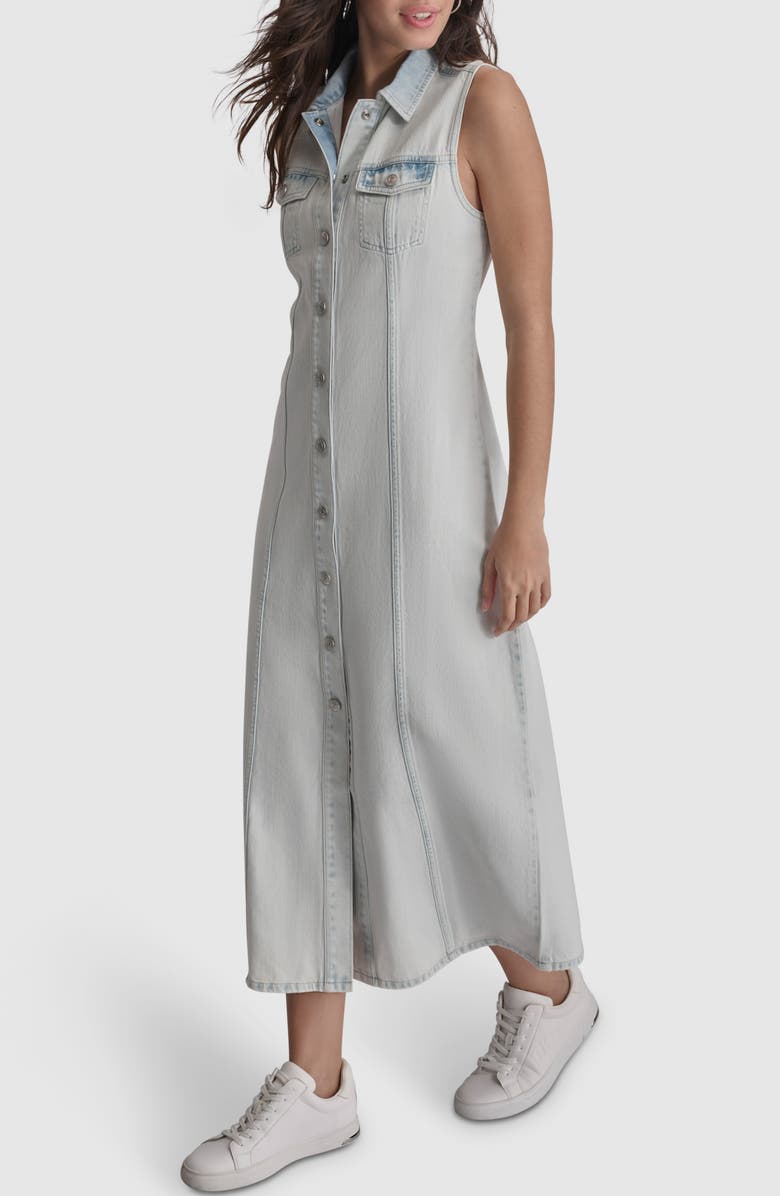 DKNY Jeans Sleeveless Denim Maxi Shirtdress, Alternate, color, Billboard