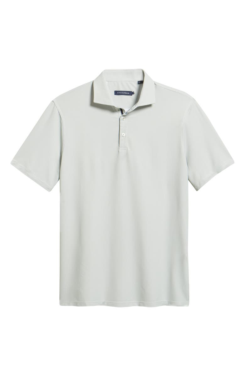 Stone Rose Bird's Eye Print Techno Stretch Performance Golf Polo, Alternate, color, Light Teal