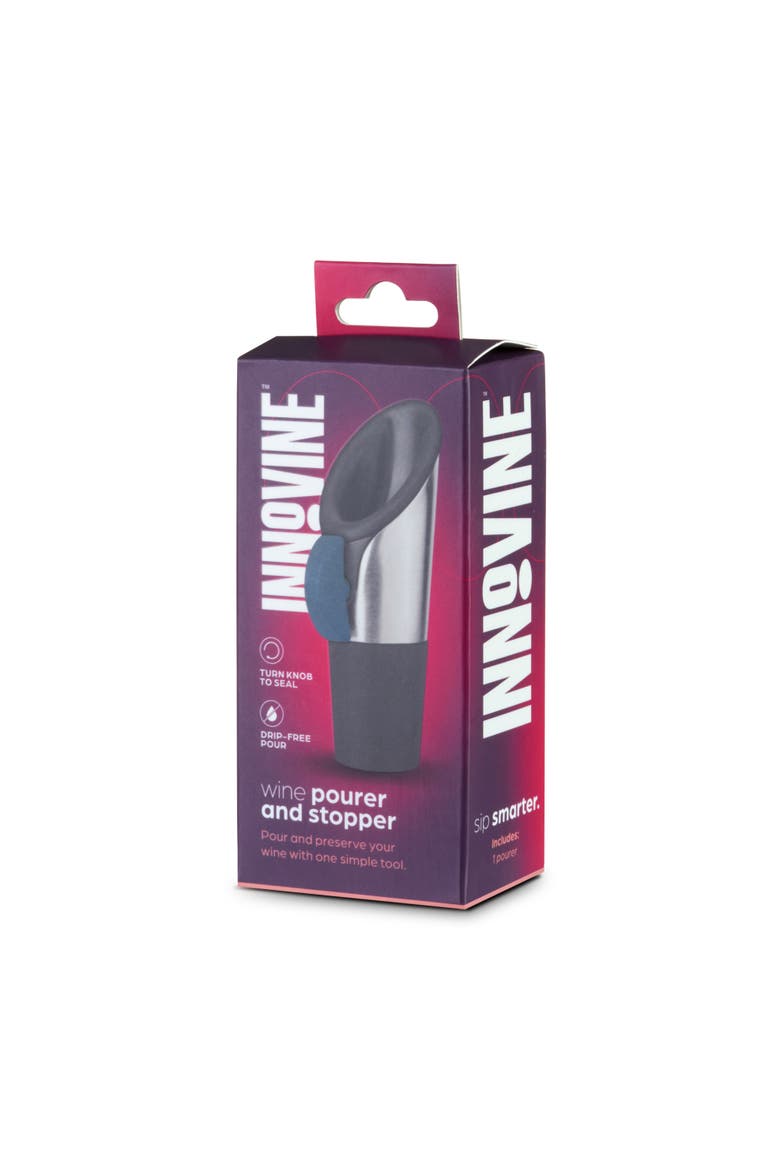 Wine Pourer and Stopper, Alternate, color, Deep Teal