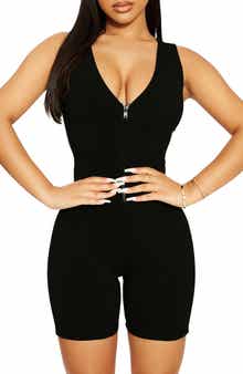 Naked Wardrobe Zip Snatched V-Neck Romper