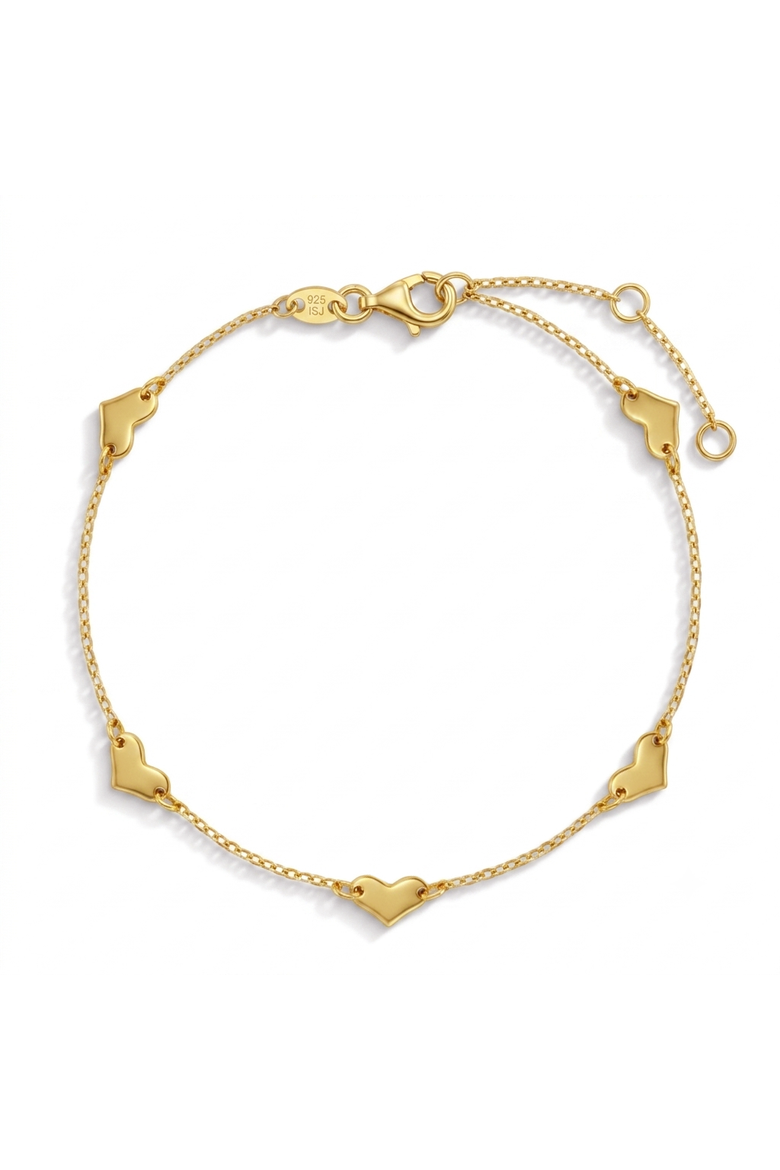 Heart Chain Girls Plated Bracelet, Main, color, Gold