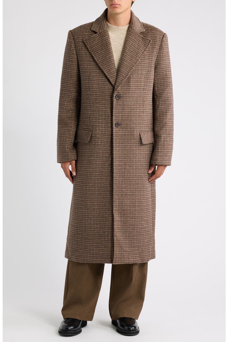 Check Cotton & Wool Coat, Alternate, color, RAIN DRUM