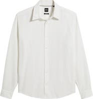 BOSS Liam Regular Fit Linen & Cotton Button-Up Shirt