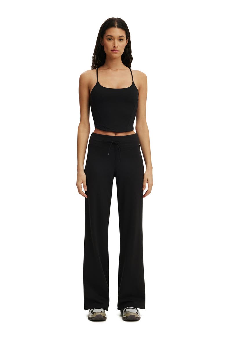 Women's Active Ultra Soft Tie Front Wide Leg Pant, Alternate, color, Black