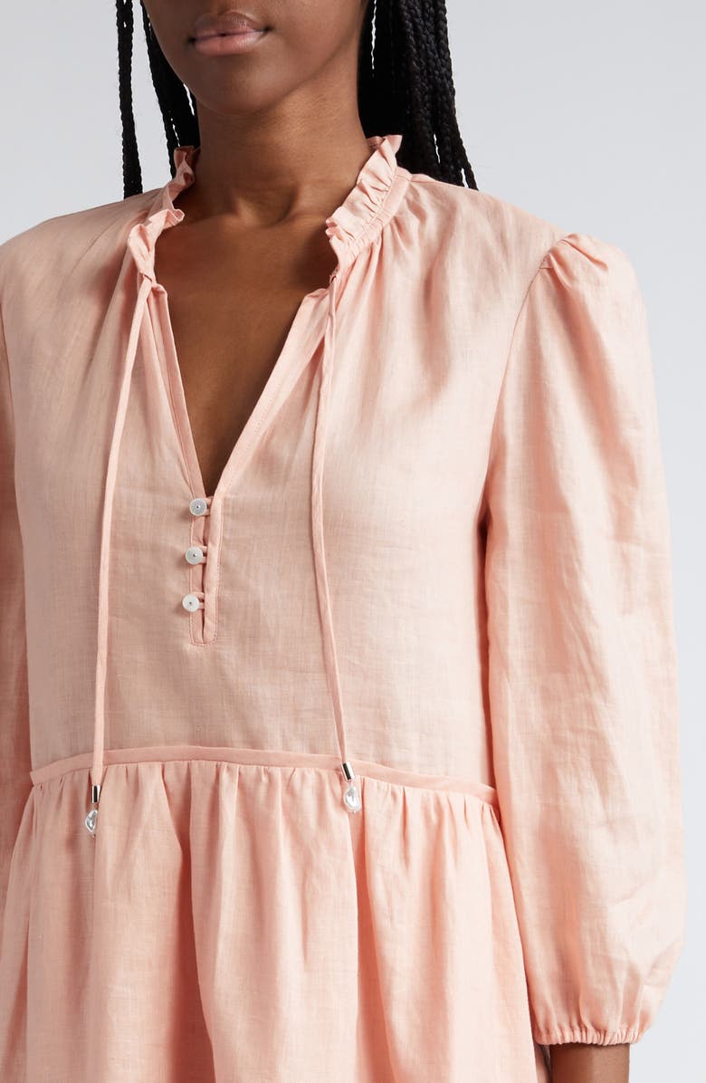 Veronica Beard Hawken Tiered Linen Minidress, Alternate, color,