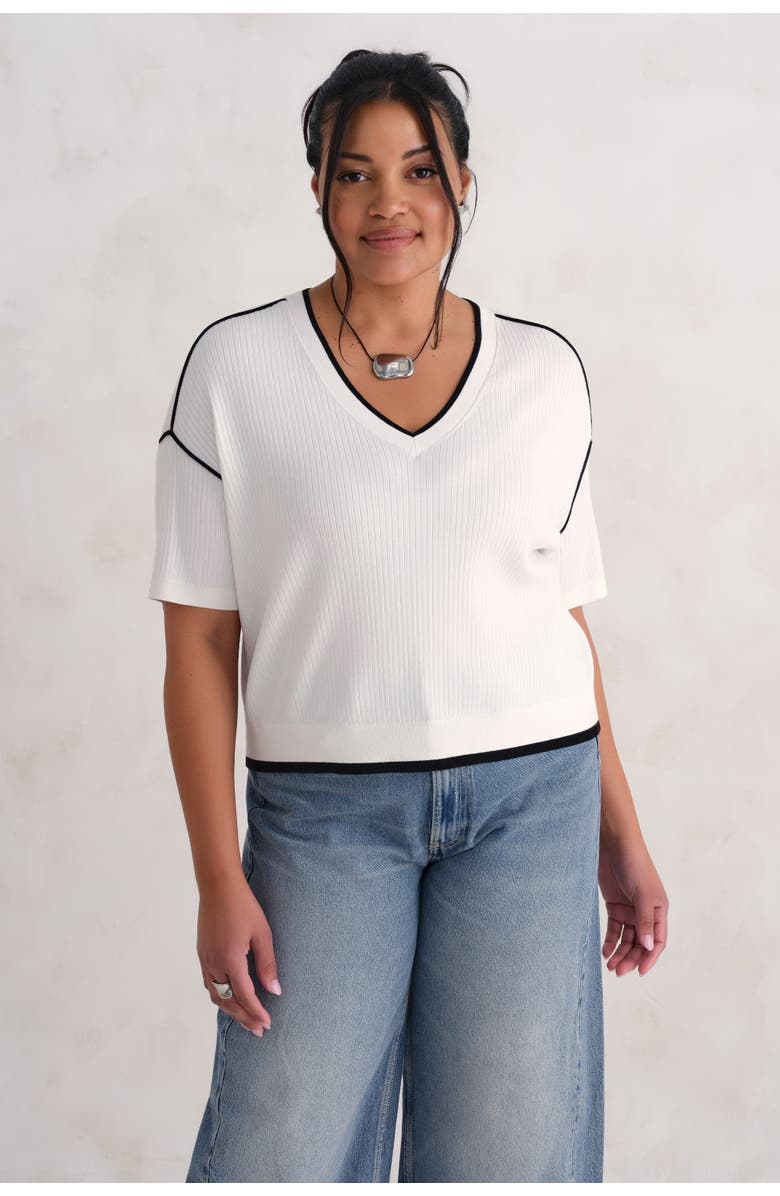 KADA The Awaken Rib V-Neck, Main, color, Salt