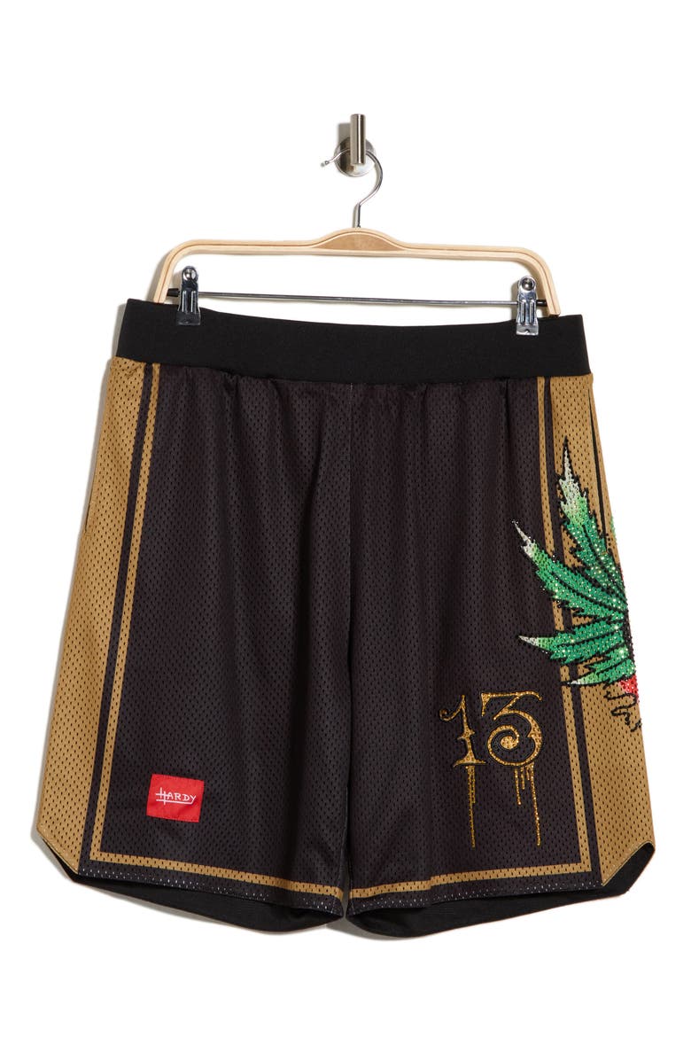 Weed Skull Shorts, Alternate, color, BLACK