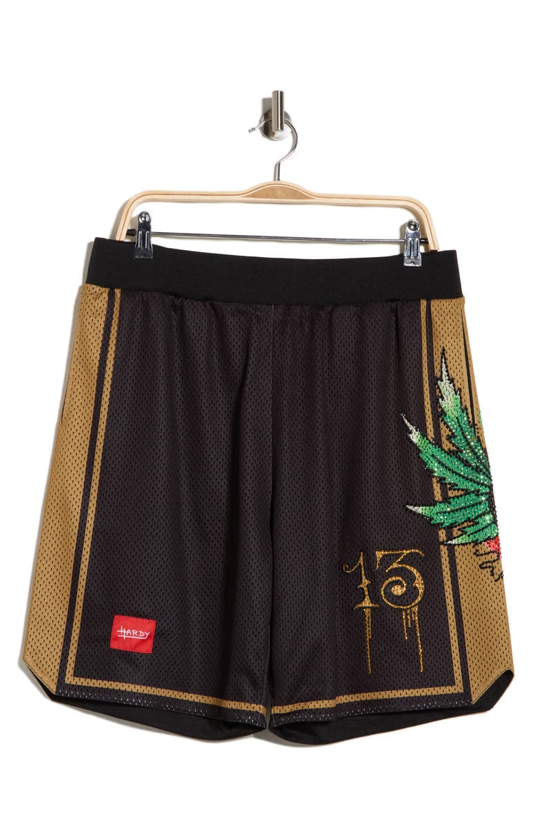 Ed Hardy Weed Skull Shorts, Alternate, color, Black