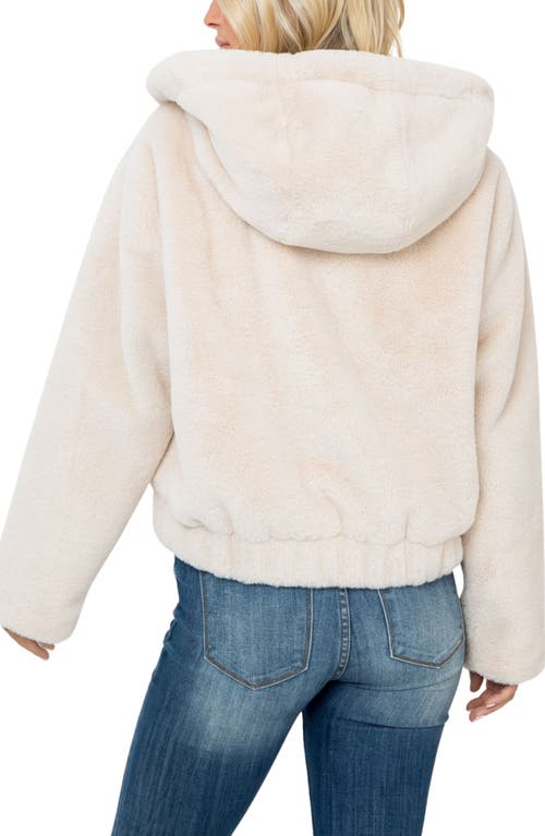 Stoosh Hooded Faux Fur Bomber Jacket In Neutral