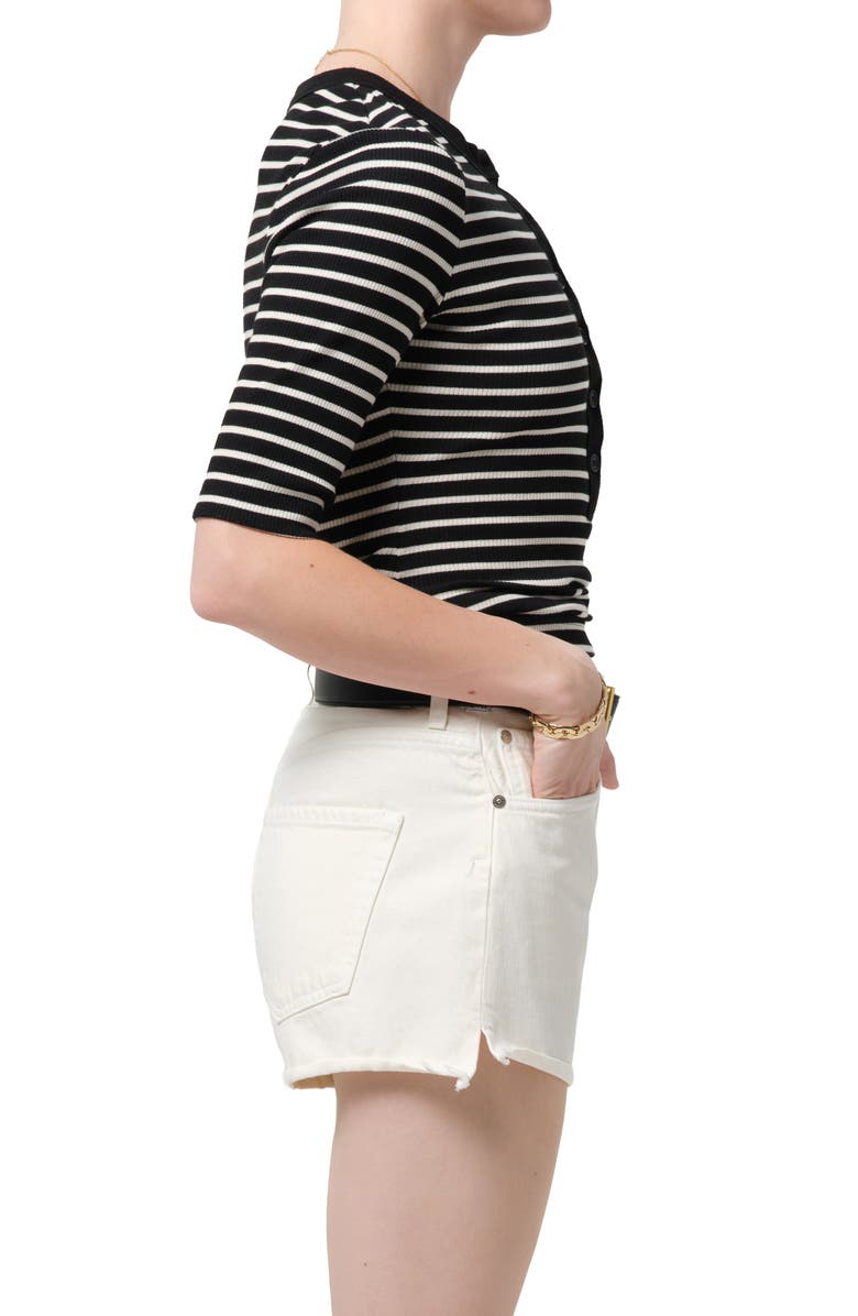Citizens of Humanity Nali Stripe Cotton Blend Rib Henley Top, Alternate, color, Anthracite