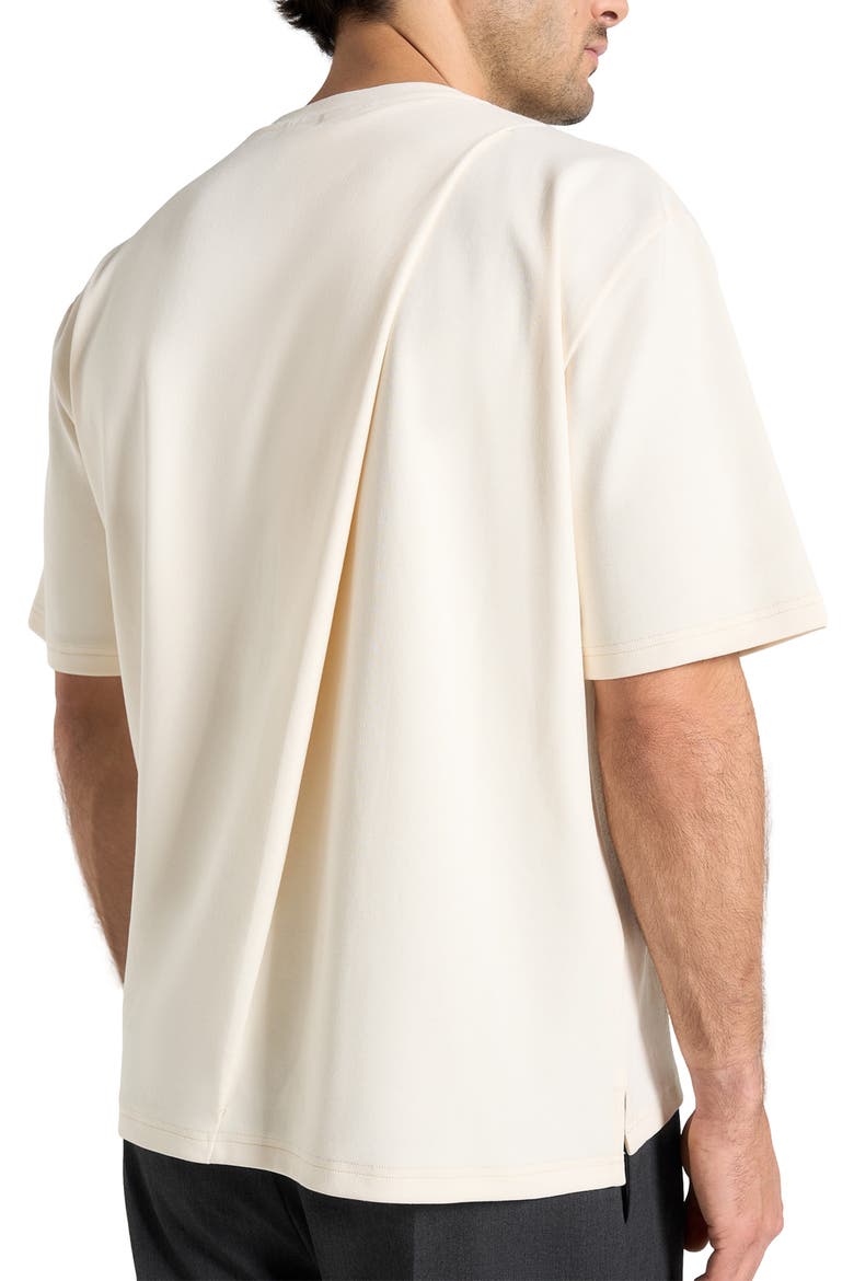Hugo Relaxed Fit Cotton T-Shirt With Pleat, Alternate, color, Cream