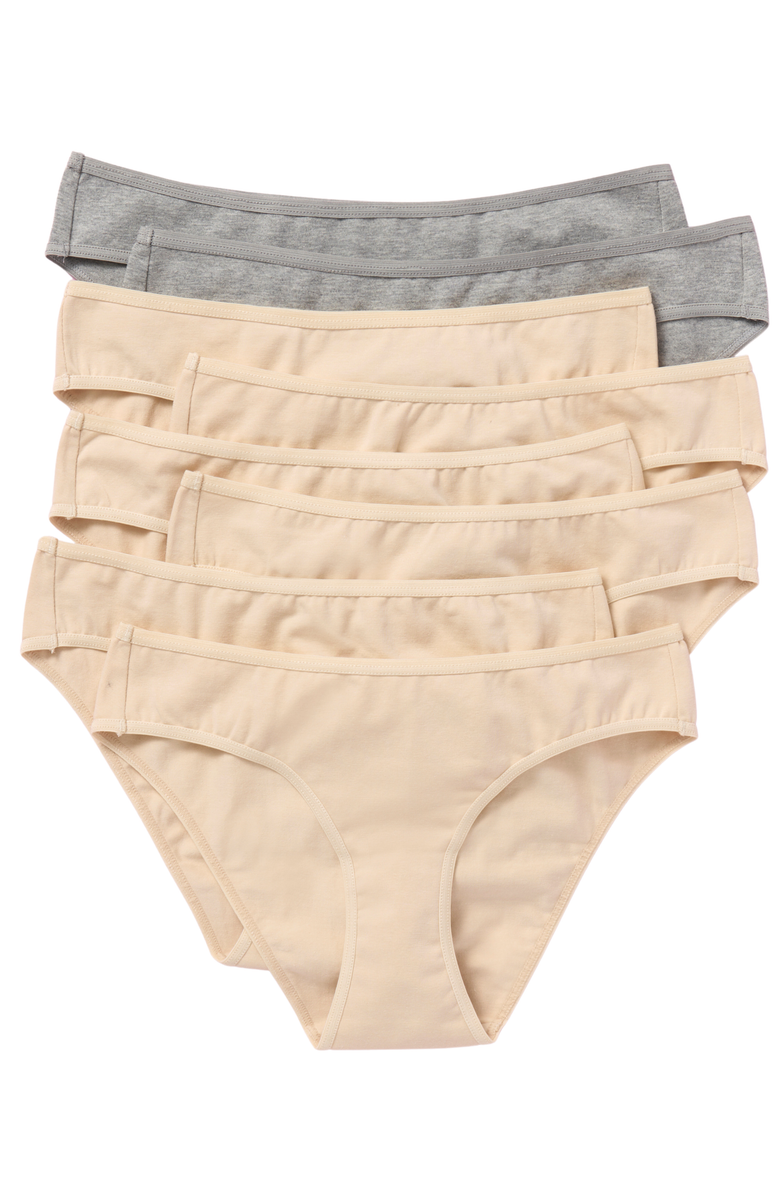 Yellowberry Sunny Cotton Underwear 8PK, Main, color, Gray Doe