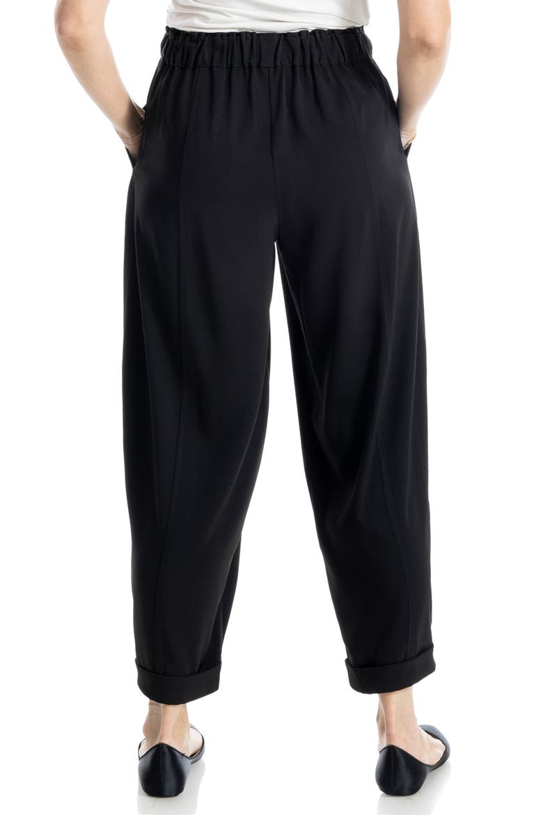 Easy Twill Belted Barrel Pants, Alternate, color, BLACK