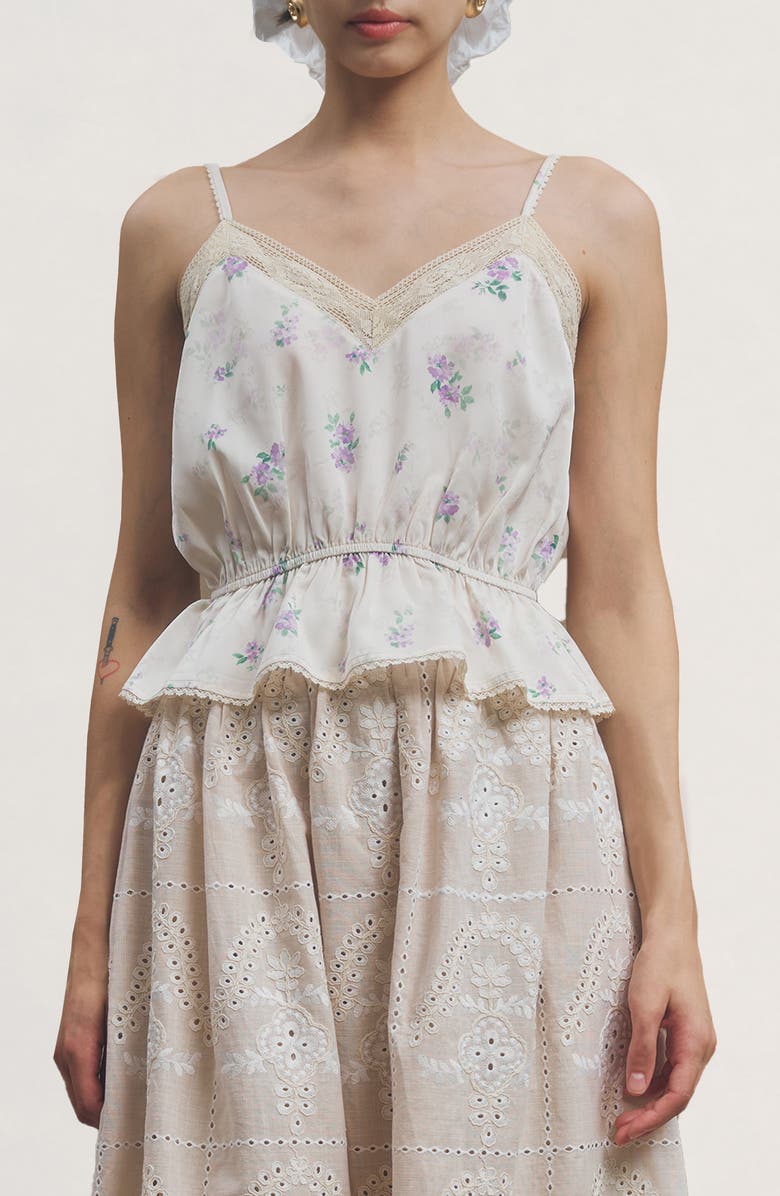 MAUDE CLUB Jarvis Floral Peplum Top, Main, color, Blossom Print