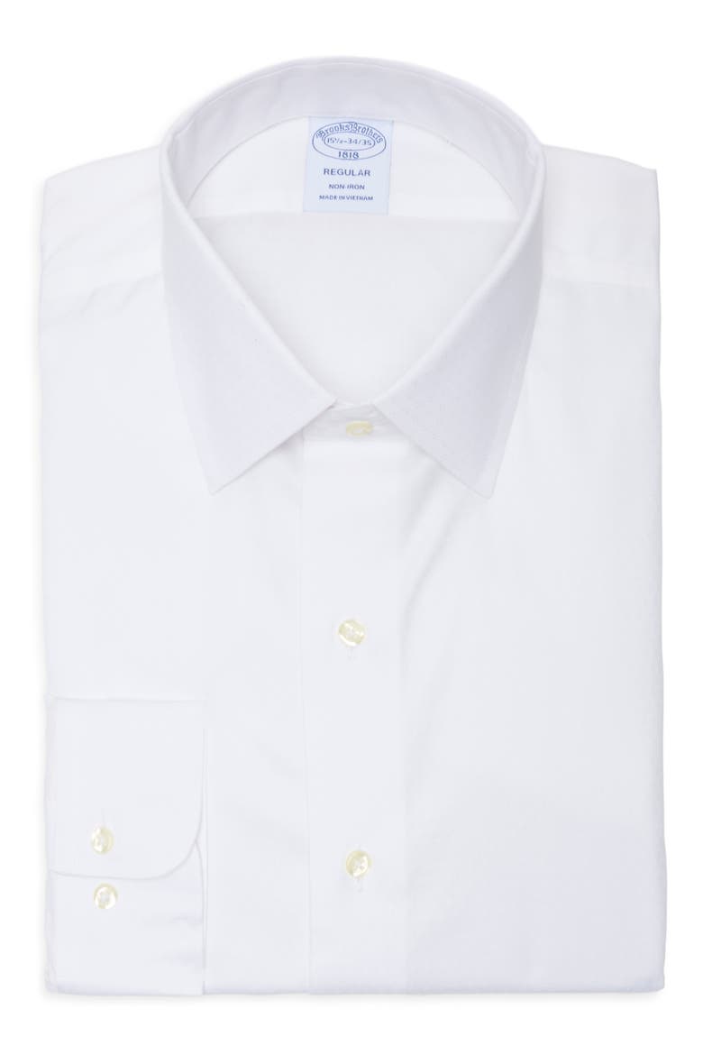 Regular Fit Non-Iron Dobby Dress Shirt, Main, color, WHITEDIAMOND