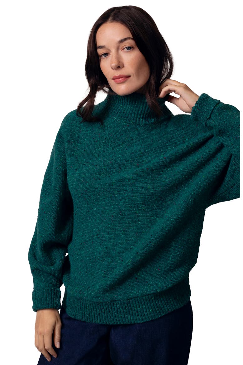 Donegal Dolman Sweater, Alternate, color, Emerald
