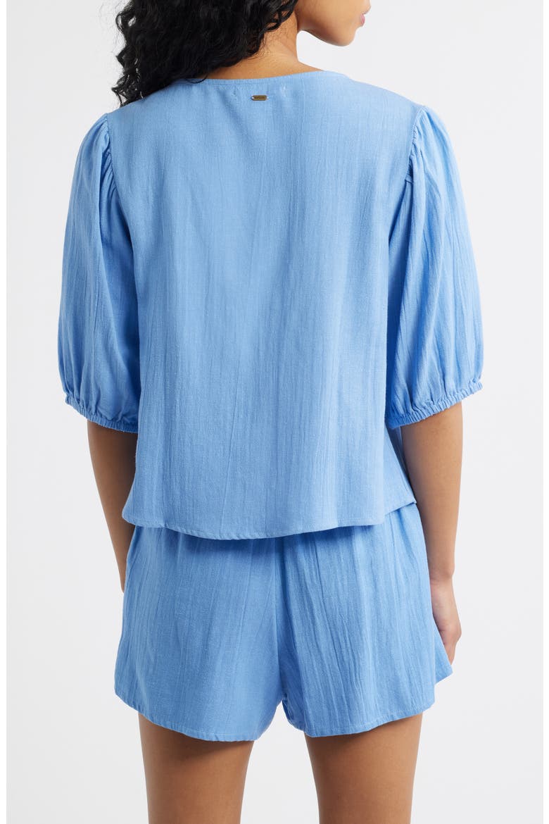 Vibe Surf Tie Front Top, Alternate, color, CORNFLOWER BLUE