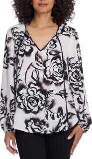 NYDJ Elsie Tie Neck Georgette Top